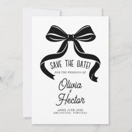 Schwarze Schleife Save-the-Date Moderne Hochzeit Einladung