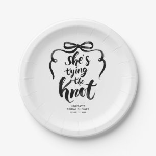 Schwarze Schleife - She's Tying the Knot - Brautba Pappteller