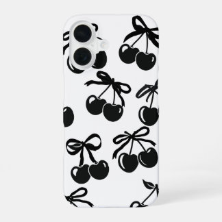 Schwarze Schleife und Kirsch-Handyhülle – Elegant iPhone 16 Hülle