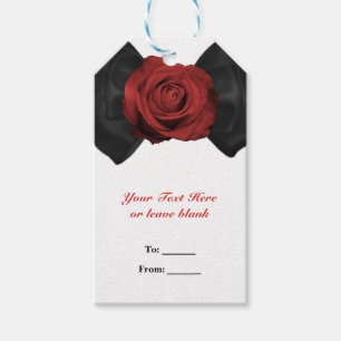 Schwarze Schleife und rote Rose elegante individue Geschenkanhänger