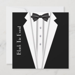 Schwarze-Schleife-Weißer-Smoking-Formal-Einladung Einladung