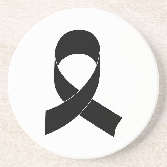 Schwarze Schleife Zeichnend Sandstein Untersetzer (Vorne)