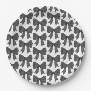 Schwarze Schleifen-Baby- oder Brautparty, Geburtst Pappteller