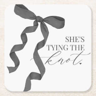 Schwarze Schleifen-Bind-the-Knot-Bridal-Shower-Dek Rechteckiger Pappuntersetzer