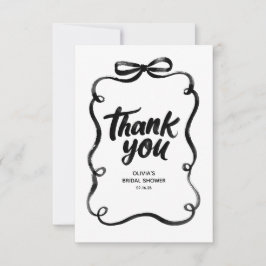 Schwarze Schleifen-Schmetterlings-Hochzeitsdusche Dankeskarte