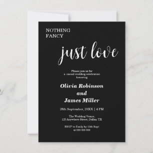 Schwarze schlichte Casual-Hochzeit Einladung