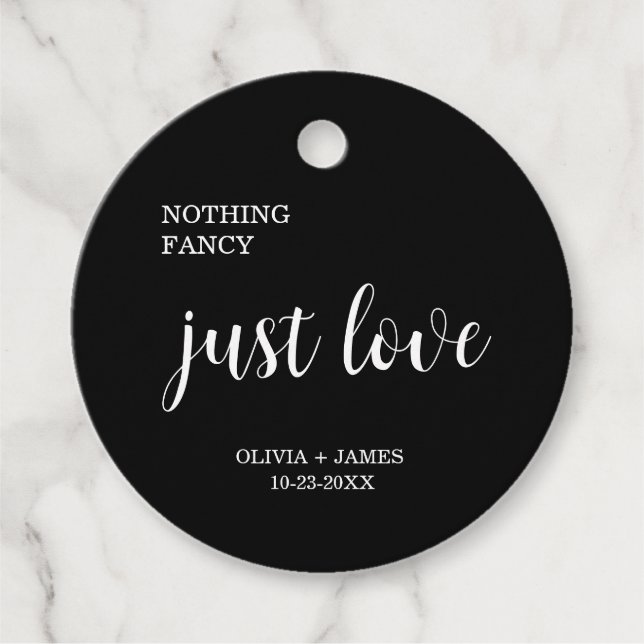 Schwarze schlichte Liebe Hochzeit   Geschenkanhänger (Vorderseite)