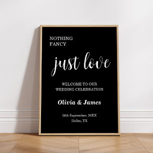 Schwarze schlichte Liebe Hochzeitsbegrüßung Poster