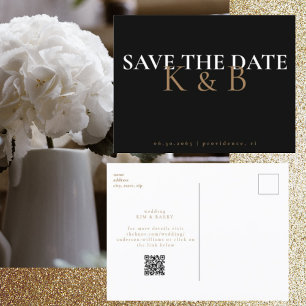 Schwarze Schlichtheit Monogramm QR-Code Save-the-D Postkarte