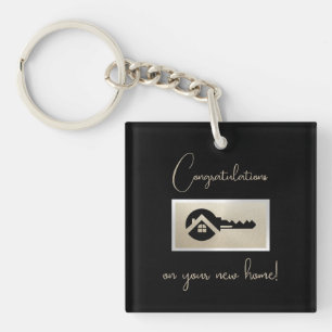 Schwarze Schlüssel Champagner Glitter Immobilienma Schlüsselanhänger
