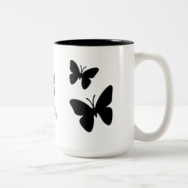 Schwarze Schmetterlinge - Tasse (Rechts)