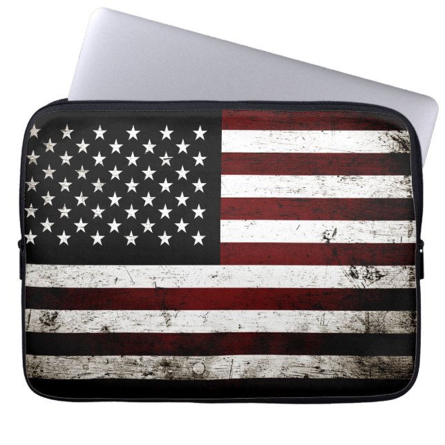 Schwarze Schmutz-amerikanische Flagge Laptopschutzhülle (Vorderseite)