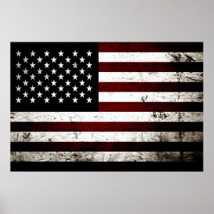 Schwarze Schmutz-amerikanische Flagge Poster