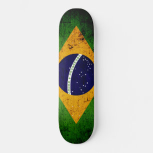 Schwarze Schmutz-Brasilien-Flagge Skateboard