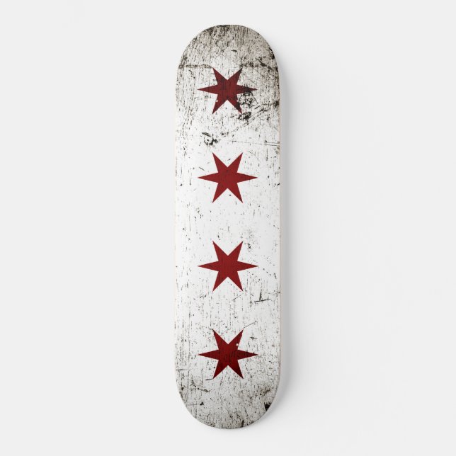 Schwarze Schmutz-Chicago-Flagge Skateboard (Vorderseite)