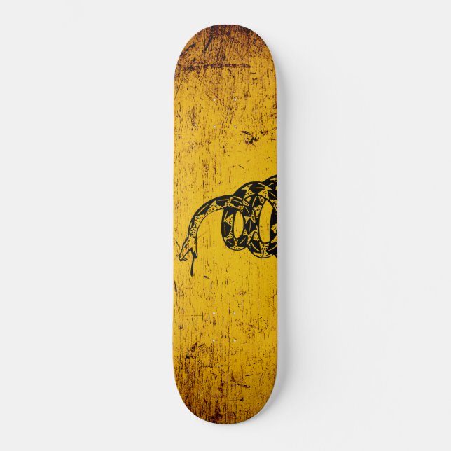 Schwarze Schmutz-Gadsden-Flagge Skateboard (Vorderseite)
