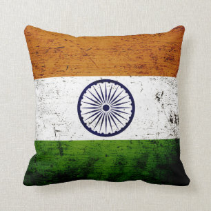 Schwarze Schmutz-Indien-Flagge Kissen