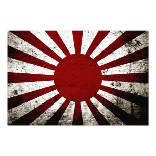 Schwarze Schmutz-Japan-aufgehende Sonne-Flagge Fotodruck