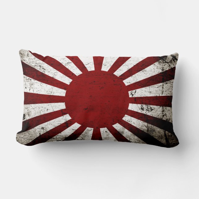 Schwarze Schmutz-Japan-aufgehende Sonne-Flagge Lendenkissen (Vorderseite)