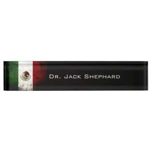 Schwarze Schmutz-Mexiko-Flagge Namensplakette