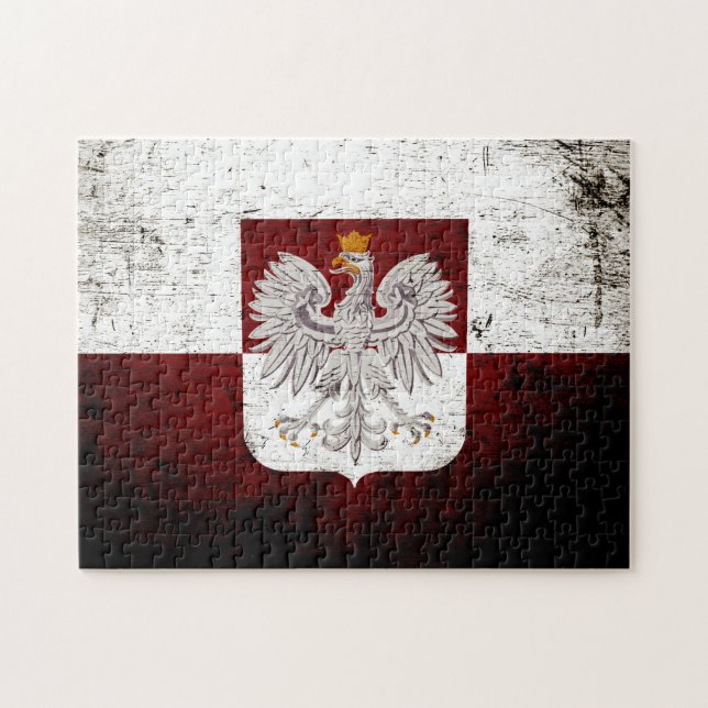 Schwarze Schmutz-Polen-Flagge Puzzle (Horizontal)