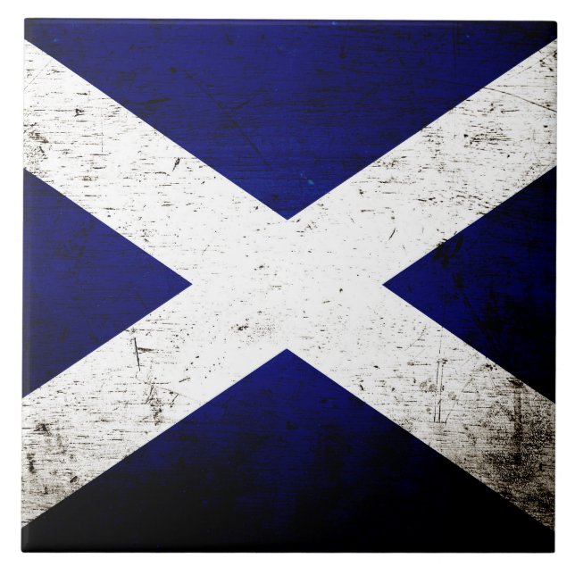 Schwarze Schmutz-Schottland-Flagge Fliese (Vorderseite)