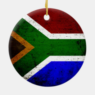 Schwarze Schmutz-Südafrika-Flagge Keramik Ornament