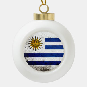 Schwarze Schmutz-Uruguay-Flagge Keramik Kugel-Ornament