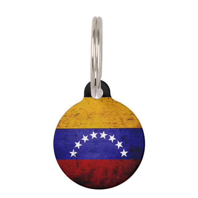 Schwarze Schmutz-Venezuela-Flagge Tiernamensmarke (Vorderseite)