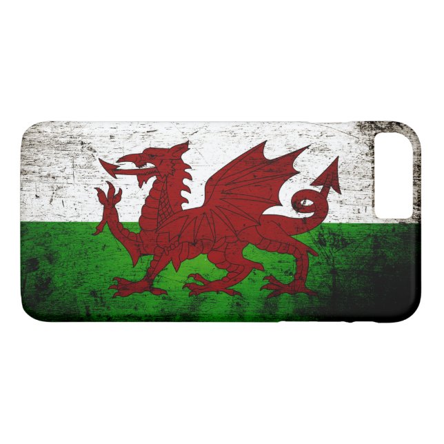 Schwarze Schmutz-Wales-Flagge Case-Mate iPhone Hülle (Rückseite (Horizontal))