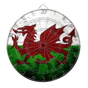 Schwarze Schmutz-Wales-Flagge Dartscheibe
