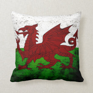 Schwarze Schmutz-Wales-Flagge Kissen