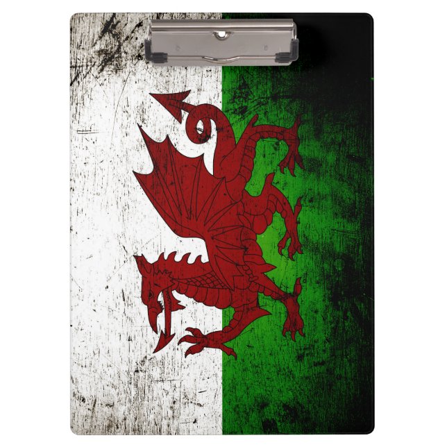Schwarze Schmutz-Wales-Flagge Klemmbrett (Vorderseite)