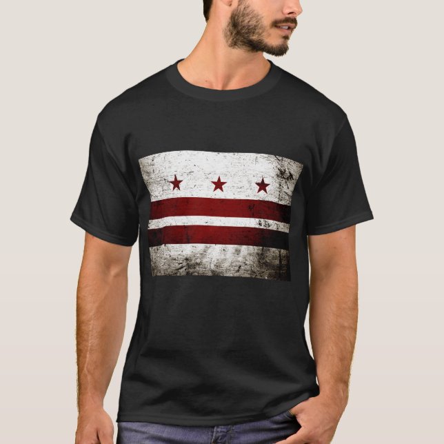 Schwarze Schmutz-Washington DC-Flagge T-Shirt (Vorderseite)