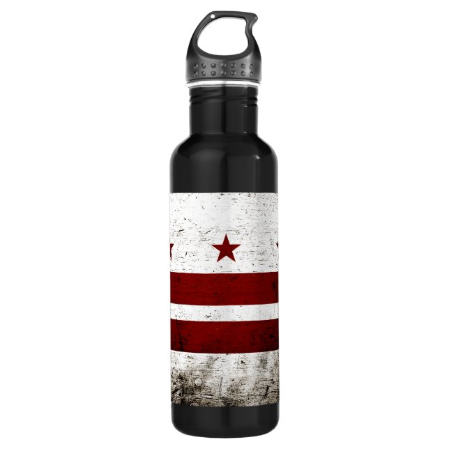 Schwarze Schmutz-Washington DC-Flagge Trinkflasche (Vorderseite)