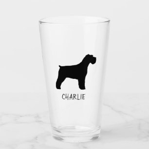 Schwarze Schnauzer-HundeSilhouette personalisiert Glas
