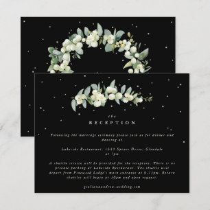 Schwarze Schneebeere + Eukalyptus-Stiel Hochzeitse Begleitkarte