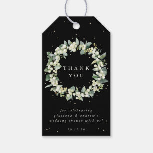 Schwarze Schneebeeren+Eukalyptus Hochzeit Dusche D Geschenkanhänger