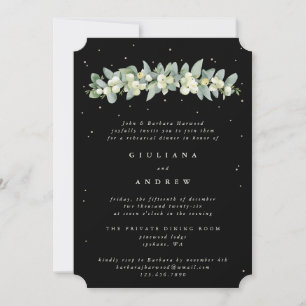 Schwarze Schneebeeren+Eukalyptus Hochzeitsprobe Einladung