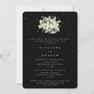 Schwarze Schneebeeren+Eukalyptus Hochzeitsprobe Einladung