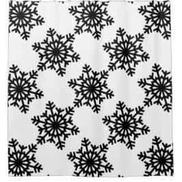 Schwarze Schneeflocken Duschvorhang