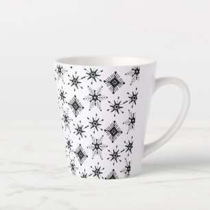 Schwarze Schneeflocken Geometrisches Bubble-Winter Milchtasse