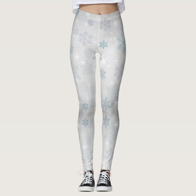 Schwarze Schneeflocken Leggings (Vorderseite)