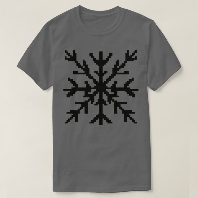 Schwarze Schneeflocken-Pixelart T-Shirt (Design vorne)