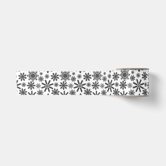 Schwarze Schneeflocken Satinband (Vorderseite)