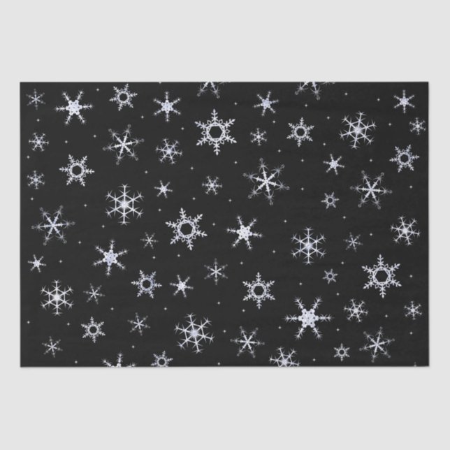 Schwarze Schneeflocken Seidenpapier (Vorderseite)