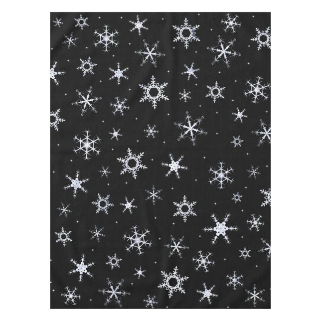 Schwarze Schneeflocken Tischdecke (Vorderseite)