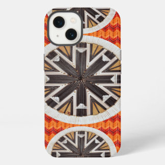 Schwarze Schneeflocken und orange Zickzack iPhone 13 Hülle
