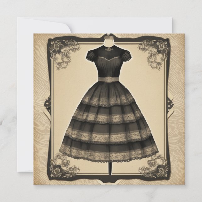 Schwarze Schönheit in einer Karte: Zeitlos und vie Einladung (Vorderseite)