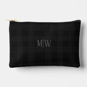 Schwarze schottische Tartan-Personalisierte Initia Zubehörtasche